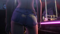 2018 3dcg absurdres artist_request ass ass_closeup ass_focus barbie_deep cashier denim_shorts edited_screencap highres hitman hitman_absolution huge_ass jean_shorts leaning_hips leaning_to_the_side mature_female painings portraits source_request standing standing_at_attention strip_club stripper text