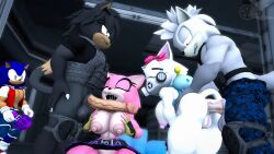 16:9 3d_(artwork) adam_(juicyducksfm) after_sex anal anal_sex anthro anus ass balls big_balls big_penis bodily_fluids bottomwear bow_tie breasts canid canine canis chao_(sonic) clothed clothing cum cum_in_ass cum_in_mouth cum_inside cum_on_penis digital_media_(artwork) domestic_cat eulipotyphlan fan_character felid feline felis female garrett_(armada) gas_mask genital_fluids genitals group group_sex hedgehog hi_res holding_another inside jacket juicyducksfm knee_pads kneeling kneeling_oral_position looking_at_another looking_back male male/female mammal mask nude pants penetration penis penis_on_breast sega sex shorts sonic_(series) sonic_forces sonic_the_hedgehog sonic_the_hedgehog_(series) source_filmmaker_(artwork) standing standing_sex topwear vest vulva widescreen wispon wolf