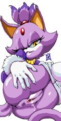 bedroom_eyes blaze_the_cat bodily_fluids claws domestic_cat felid feline felis female fur genital_fluids genitals humanoid jewelry leaking mammal nahadon narrowed_eyes purple_body purple_fur pussy pussy_juice pussy_juice_leaking seductive sega smile smiling_at_viewer solo sonic_(series) sonic_the_hedgehog_(series) spread_pussy spreading undressing_self yellow_eyes