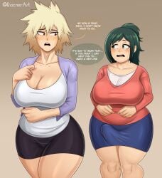 1futa 1girls alteration big_breasts big_penis blonde_hair blush character_hate color dialogue disrespect duo english_text erection_under_clothes female fully_clothed futa_on_female futa_with_female futanari green_hair huge_breasts imminent_sex inko_midoriya light-skinned_female light-skinned_futanari light_skin long_hair long_sleeves mature_female mature_woman meanness milf mitsuki_bakugou mother my_hero_academia red_eyes rocner skirt speech_bubble spiky_hair text thick_thighs venus_body voluptuous wide_hips