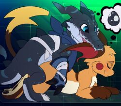 2024 alligator alligatorid bandai_namco bite closed_eyes crocodile crocodilian digimon duo ear_bite fakemon female feral from_behind_position generation_1_pokemon male male/female meraence nintendo open_mouth penetration pokemon pokemon_(species) raichu reptile rodent scalie sex sobemon