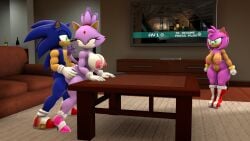 1boy 2girls 3d 3d_(artwork) amy_rose anthro anthro_female anthro_male anthro_male_on_anthro_female anthro_on_anthro anthro_only anthro_penetrated anthro_penetrating anthro_penetrating_anthro blaze_the_cat blue_fur cabinet cabinets cat_ears cat_girl cat_humanoid cat_tail cork couch cuck cucked_by_friend cuckquean enophano eulipotyphlan eulipotyphlan_humanoid footwear hand_on_object handwear handwear_and_footwear_only hedgehog hedgehog_boy hedgehog_ears hedgehog_girl hedgehog_humanoid leaning_forward leaning_on_object living_room mobian mobian_(species) mobian_cat mobian_hedgehog naked_footwear paused pink_fur purple_fur sega sonic_(series) sonic_the_hedgehog sonic_the_hedgehog_(series) table table_sex tan_body tv tv_screen white_body wine_bottle wood_floor wooden_floor
