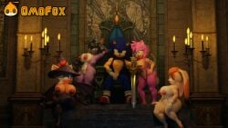 1boy 3d 3d_(artwork) 4girls amy_rose anthro anthro_only artist_logo big_breasts blaze_the_cat breasts candles harem king knight_of_the_wind mfff mfff_foursome mobian mobian_hedgehog omofox rouge_the_bat sonic_(series) sonic_adventure_2 sonic_and_the_black_knight sonic_the_hedgehog sonic_the_hedgehog_(series) sword threesome throne throne_room vanilla_the_rabbit
