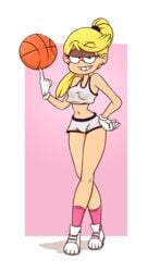 1girls basketball basketball_shorts basketball_uniform blonde_hair cosplay drawsoyeah eyelashes eyeshadow gym_uniform lola_bunny_(cosplay) lola_loud looking_at_viewer nickelodeon seductive_look seductive_smile shorts space_jam the_loud_house