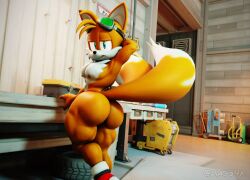 1boy 3d 3d_(artwork) anthro ass big_ass canid canine diag34k femboy fox furry g-string male male_only mobian mobian_(species) pecs sega sonic_(series) sonic_the_hedgehog_(series) tails tails_the_fox thick_thighs