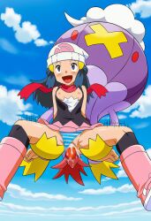 1boy 1girls ai_generated anime breasts breasts_out clothed_sex cum dawn_(pokemon) drifblim exposed_pussy eyes_rolling_back flying flying_sex functionally_nude iaslop midair midair_sex panties panties_aside partially_clothed pleasure_face pokemon pokemon_dppt pokemon_dppt_(anime) pokephilia pussy scarf