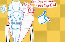 1sus2person3 2boys 2male 2males checkered_background dialog dialogue fat_ass gay homo homosexual huge_ass hyper_ass lgbt lgbtq lgbtq+ licking_ass shadonic shadow_the_hedgehog sonadow sonic_(series) sonic_the_hedgehog sonic_the_hedgehog_(series) swear swearing text text_bubble thinking thought_bubble writing yellow_background