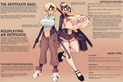 1futa 1girls android big_penis breasts bulge carbon_pink clothed clothing duo erection female fully_clothed futanari gun huge_breasts human humanoid humanoid_penis jack_cayless light-skinned_female light-skinned_futanari light_skin mostly_clothed pale_skin penis penis_in_thighhighs robot robot_girl shoes skirt sneakers standing text thighhighs underboob weapon