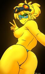 1girls ass blue_eyes breasts cartoon_network female female_only focus g-lo_(villainous) nipples nns panties solo solo_female tagme text villainous yellow_body