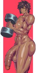 1futa abs areolae balls big_balls big_breasts big_penis breasts brown_hair candela_(pokemon) candela_(pokemon_go) dark-skinned_futanari dark_skin dumbbell fit_futanari flaccid flaccid_penis futa_only futanari g29 huge_balls huge_cock human intersex muscles muscular muscular_arms muscular_futanari muscular_legs muscular_thighs nipples nude nude_futanari penis pokemon short_hair solo standing testicles uncensored veiny_penis weight yellow_eyes