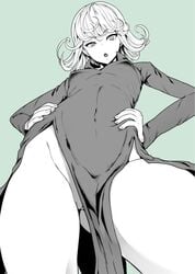 1girls black_dress hands_on_hips manga miyamoto_issa one-punch_man solo solo_female solo_focus tatsumaki thighs