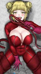 1girls absurd_res ann_takamaki_(cosplay) bailey_mcpatty bangs belt big_breasts blonde_hair blush bodysuit boob_window boots breasts catsuit collarbone drooling fangs gloves hi_res highres himiko_toga huge_breasts large_breasts latex leather licking licking_whip looking_at_viewer my_hero_academia on_knees open_mouth short_hair short_shorts shorts sitting solo teeth thick_thighs thigh_boots thighhighs thighs tight_clothing tongue tongue_out twintails whip yellow_eyes zipper