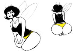 antennae_(anatomy) ass barefoot breasts cleavage clothed clothing dark_hair feet female firefly hair homestuck humanoid insect_wings jewelry looking_at_viewer necklace not_furry panties serenity_(homestuck) shirt solo tank_top topwear underwear unknown_artist wings