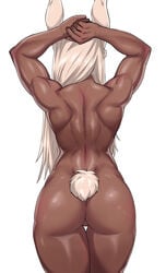 1girls ass athletic_female bunny_ears bunny_tail dark-skinned_female dark_skin dat_ass female female_only kemonomimi long_ears long_hair miruko muscular_female my_hero_academia nude rumi_usagiyama shadertoons slim_waist solo standing tail thick_thighs thighs white_hair wide_hips