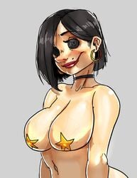 beauty_mark big_breasts button_eyes coraline covered_nipples light-skinned_female light_skin mature_female other_mother pasties seanmalikdesigns veiny_breasts