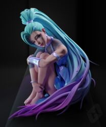 blue_toenails clothed feet league_of_legends pinup posing seraphine_(league_of_legends) toes turquoise_toenail_polish vganimated