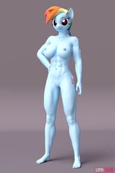 1girls 2021 3d 3d_(artwork) 5_fingers 5_toes abs absurd_res anthro anthrofied areola areolae athletic athletic_anthro athletic_female biceps big_breasts blue_body blue_nipples blue_skin breasts casual completely_naked completely_nude completely_nude_female cutie_mark daz3d daz_studio eyebrows eyelashes female female_focus female_only friendship_is_magic hasbro hi_res highres liphisbus muscular muscular_female my_little_pony nails nipples nude_female nudist portrait pose pussy rainbow_dash_(mlp) rainbow_hair simple_background solo straight_hair tagme vagina veiny veiny_muscles