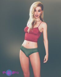 1girls 3d bare_midriff blonde_hair blonde_pubic_hair christian_cross clothed female female_only flat_chest long_hair looking_at_viewer miriam_(thelostboyz) necklace panties pinup pubic_hair slushe_(website) small_breasts solo solo_female thelostboyz