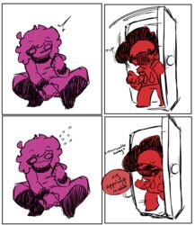 1boy 1girls 4_panel_comic astranger comedy comic dialogue door doorway fingering fingering_self freckles funny masturbation phone short_comic sketch spread_legs sunglasses surprised_expression sweating sweating_profusely violet_(justisleo)