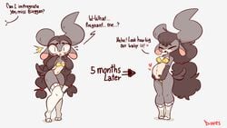 1girls anthro ass before_and_after before_and_during_pregnancy binggan diives female female_only furry impregnation_request pregnant solo text time_skip wholesome xingzuo_temple