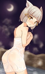 ass cougar1404 covering dress_inside_ass embarrassed female hot_spring looking_at_viewer looking_back moon naked nia nia_(xenoblade) night nintendo nude petite see-through sideboob solo tagme towel towel_only wet xenoblade_(series) xenoblade_chronicles_2 yellow_eyes