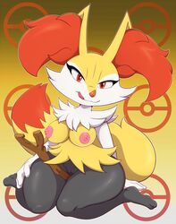 anthro anus ass big_breasts big_butt bigdon1992 braixen breasts canid canine digital_media_(artwork) female fox fur furry furry_only genitals hi_res inner_ear_fluff looking_at_viewer mammal multicolored_body multicolored_fur naked nintendo nipples nude patreon pokémon_(species) pokemon pokemon_(species) pussy shortstack solo tail thick_thighs tongue_out tuft video_games yellow_body