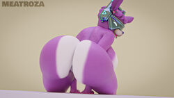 3d ass breasts dj_bop fortnite fortnite:_battle_royale fur large_ass llama looking_at_viewer looking_back meatroza pose posing purple_and_white purple_body purple_butt purple_fur purple_hair purple_skin showing_off sitting tagme white