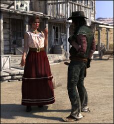 1boy 3d clothed clothing colmarq eyeless_male gun imminent_rape imminent_sex john_marston mary-beth_gaskill outdoor outdoors outside red_dead_redemption_(series) red_dead_redemption_2 slushe_(website)