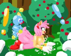 all_fours amy_rose animated anthro breasts chao_(sonic) cheese_the_chao cum female fur hedgehog lactation large_breasts male mammal nipples nude pink_fur pixel_art sega sex sonic_(series) straight