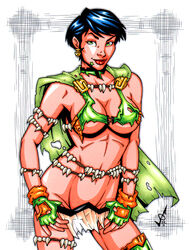 1girls 2010 blue_hair dark_hair dc_comics female female_only garrett_blair green_eyes short_hair solo tagme tomorrow_woman