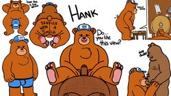 16:9 2021 2boys 4k absurd_res all_fours anal anthro ass baconatordeluxe balls bear_and_breakfast belly brown_body bulge clothing duo english_text erection gay gay_sex genitals hank_(bear_and_breakfast) hat headgear headwear hi_res male male/male mammal masturbation moobs multiple_poses nipples oral overweight overweight_male penis pose sex text underwear ursid widescreen