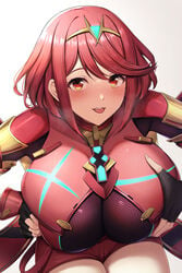 1girls big_breasts fou_zi paintcan pyra white_background xenoblade_(series) xenoblade_chronicles_2