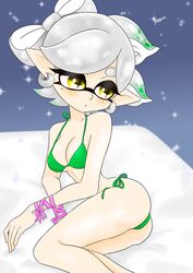 1girls alternate_costume ass breasts female inkling joppun marie_(splatoon) nintendo pointy_ears solo splatoon squid_sisters swimsuit tagme