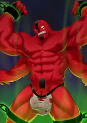 4_arms balls ben_10 bulge cerberus_arts chained diphallia diphallism fourarms gay jockstrap male male_only multi_arm multi_limb multi_penis muscles muscular penis penis_peek red_skin ripped_clothing tetramand underwear_only veiny_penis