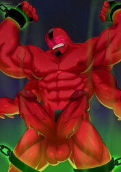 balls ben_10 big_balls big_penis boner cerberus_arts chained diphallia diphallism erection fourarms gay male male_only multi_arm multi_eye multi_limb multi_penis muscles muscular penis red_skin tetramand veiny_penis