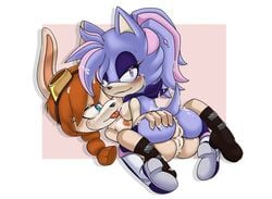 2girls anthro anus bandana blue_eyes blue_fur blush boots breasts color cum cum_on cum_on_ass cum_on_back cum_on_body cum_on_breasts face fan_character female female_focus furry goggles goggles_on_head lagomorph loaf_(texas_toast) mobian_(species) orange_hair original_character purple_eyes purple_highlights pussy rabbit rabbit_ears rabbit_humanoid sega sonic_(series) sonic_fan_characters sonic_oc sonic_team sonic_the_hedgehog_(series) tail tan_fur tastikandy texas_toast tongue_out