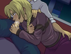 1girls blonde_hair blowjob blue_eyes braided_ponytail cock_worship cum cum_in_mouth elyon_brown hand_on_ass lazy_tarts night on_side oral partial_male petite questionable_consent somka108 submissive_female tagme teenage_girl teenager w.i.t.c.h.