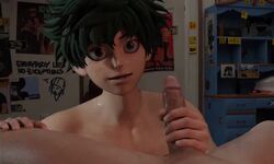 2boys animated between_legs erection gay gay_handjob graffiti green_eyes green_hair hand_on_thigh handjob holding_penis izuku_midoriya kneeling looking_at_penis looking_at_viewer male male/male male_only male_pov masturbating_other mostly_offscreen_character my_hero_academia no_sound penis penis_grab pov pov_male retracted_foreskin sosochek spread_legs stroking_cock stroking_penis thigh_grab video yaoi