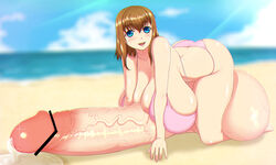 1futa all_fours ass balls bar_censor beach big_ass big_balls big_breasts big_penis bikini blue_eyes bottomless breasts breasts_bigger_than_head censor_bar censored censored_penis clothed clothing excessive_precum futa_only futanari gigantic_penis gigantic_testicles huge_ass huge_balls huge_breasts huge_cock hyper hyper_balls hyper_breasts hyper_penis hyper_testicles kinoko light-skinned_futanari light_skin mostly_nude pale_skin penis precum precum_pool solo solo_futa testicles thick thick_thighs