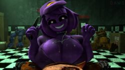 16:9 2020 3d 3d_(artwork) 4k absurd_res animatronic anthro artist_name balls big_breasts bodily_fluids bonnie_(fnaf) breast_play breast_squish breasts canid canine cleavage cleavage_overflow clothed clothing collar cum cum_on_breasts cumshot curvy_figure daws19 detailed_background digital_media_(artwork) dot_eyes ejaculation eyelashes feet female fingers first_person_view five_nights_at_freddy's fox foxy_(fnaf) freddy_(fnaf) genital_fluids genitals group hair hat headgear headwear hi_res huge_breasts humanoid inside kneeling knife lagomorph leporid machine male male/female male_pov mammal paizuri penis purple_body purple_hair purple_skin rabbit robot sex short_hair smile source_filmmaker squish teeth toes ursid video_games voluptuous wendy_afton white_eyes widescreen