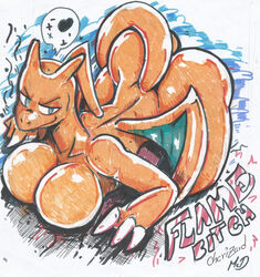 anthro ass ass_up charizard dragon female heart hi_res mcdave19 nintendo orange_body pokémon_(species) pokemon pokemon_(species) solo traditional_media_(artwork) video_games