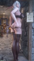 1girls 2021 3d alliance_(warcraft) alunora blizzard_entertainment bra eastern_kingdoms female female_focus female_only looking_at_viewer night_elf original_character panties pink_skin standing stockings stormwind warcraft white_hair world_of_warcraft zentaeron