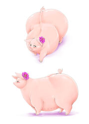 blush chubby domestic_pig eyecandy fat female feral flower green_eyes hi_res hog hooves hyper mammal nipples obese obese_female obese_feral overweight overweight_female overweight_feral pig plant shy simple_background solo suid suina sus_(pig) teats upright-infinity white_background