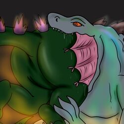 1:1 2018 anthro anthro_prey ass better_version_at_source big_butt digital_media_(artwork) dinosaur dominant fataltragedy2004 feet fight forced godzilla_(series) grey_body grey_skin hi_res humanoid interspecies kaiju low_res lowres male male_pred male_prey mammal monster open_mouth oral_vore orga_(kaiju) questionable_consent reptile scalie soft_vore spikes spikes_(anatomy) swallowing toho vore