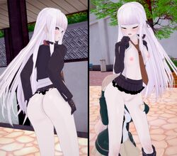 2girls 3d ass ass_grab blush breasts danganronpa danganronpa_2:_goodbye_despair eating_ass exposed_ass exposed_breasts female female_only gloves jacket kirigiri_kyouko koikatsu microskirt multiple_girls nanami_chiaki nude nude_female open_clothes partially_clothed public_nudity public_sex skirt small_breasts straight_hair tie ultimateenf yuri