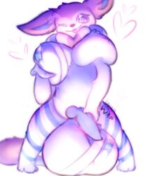 <3_eyes 1futa 2021 anthro anthrofied balls big_balls big_breasts blep breast_fondling breast_grab breast_play breasts clothing eeveelution fan_character fatal_dx fondling fondling_self fur futa_only futanari genitals gynomorph hand_on_breast heart hi_res huge_balls huge_breasts hyper hyper_balls hyper_genitalia intersex knot legwear looking_down masturbation nintendo one_eye_closed oversized_balls penis pokémon_(species) pokemon ribbons_(moron_ribbons) smile stockings sylveon text tongue tongue_out video_games