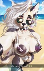 1girls anthro areola barely_visible_genitalia barely_visible_pussy beach big_areola big_breasts big_nipples bottom_lip breast_implants breasts canid canid_demon cleavage clothed clothing demon english_text erect_nipples eyewear female female_only fur furry furry_only genitals hellhound helluva_boss hips huge_breasts ineffective_clothing large_breasts llmixll looking_at_viewer loona_(helluva_boss) mammal nipple_piercing nipples one-piece_swimsuit perky_breasts piercing pose puffy_areola pussy red_sclera seaside selfie solo solo_female sunglasses swimwear tail text thick_thighs thighs top_heavy translucent translucent_clothing wide_hips