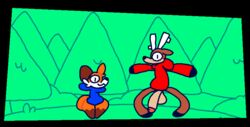 animated anthro ass balls bouncing bouncing_balls bouncing_butt cain_(superiorfoxdafox) canid canine cervid clothed clothing duo femboy fox genitals male mammal penis soups_(superiorfox) superiorfox