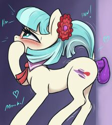 absurd_res blue_hair blush coco_pommel_(mlp) cutie_mark dildo dildo_insertion equid equine female feral friendship_is_magic hair hi_res mammal masturbation my_little_pony raised_tail sex_toy sex_toy_insertion solo t72b