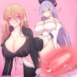 1futa 1girls absurdres all_fours ass ass_grab azur_lane big_breasts big_penis bismarck_(azur_lane) black_footwear black_headwear black_jacket black_legwear black_thighhighs blonde_hair blue_eyes blush boots bottomless braid breasts buttons censored cleavage clenched_teeth clothed clothing coat cross_section cum cum_in_pussy cum_in_uterus cum_inside detached_sleeves double-breasted duo eyebrows_visible_through_hair female french_braid from_behind fur-trimmed_boots fur_trim futa_on_female futa_with_female futanari gold_trim hair_between_eyes highres huge_breasts human jacket kneeling light-skinned_female light-skinned_futanari light_skin long_hair looking_back mosaic_censoring multiple_girls pale_skin partially_clothed penetration penis pink_background purple_coat purple_eyes purple_hair rikuguma rodney_(azur_lane) sex simple_background smile spread_legs teeth thigh_boots thighhighs two-tone_coat uterus vaginal_penetration very_long_hair white_coat white_footwear